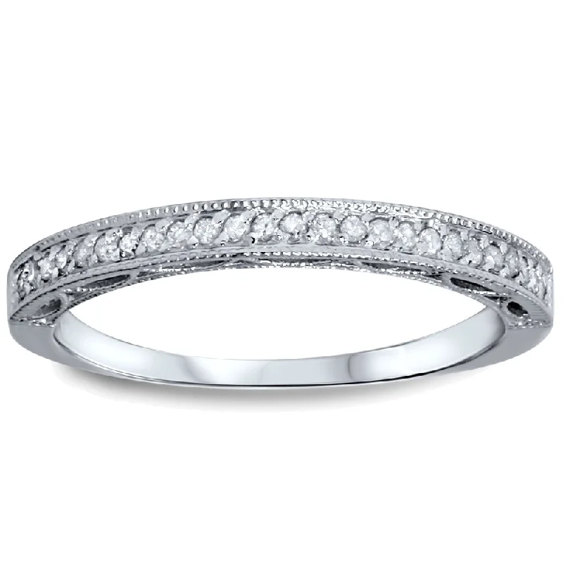 Radiant quartz ring-10k White Gold 1/10ct TDW Diamond Wedding Ring with Open Gallery Details