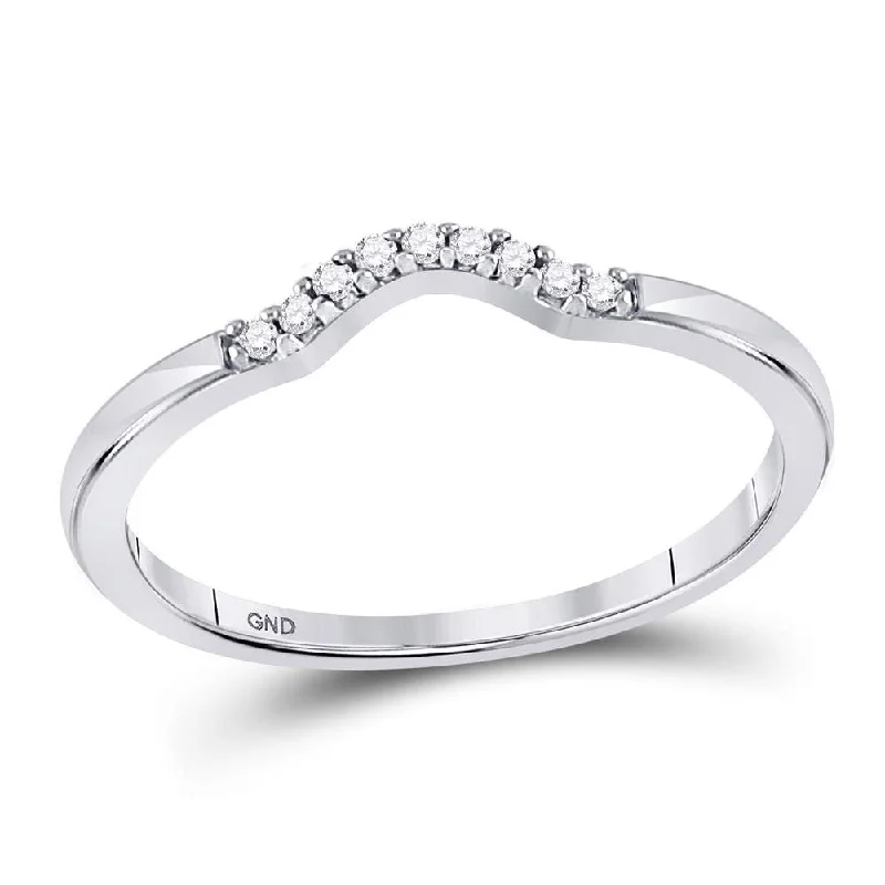 Coarse gem ring-10kt White Gold Womens Round Diamond Contoured Solitaire Enhancer Wedding Band 1/20 Cttw