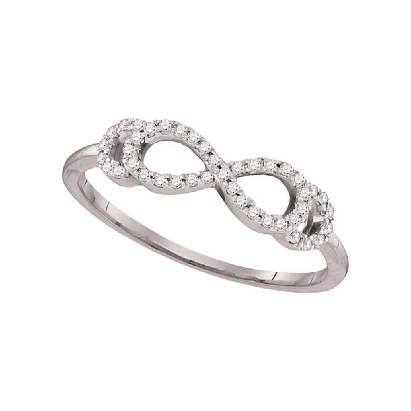 Worn nickel ring-10kt White Gold Womens Round Diamond Infinity Band Ring 1/8 Cttw