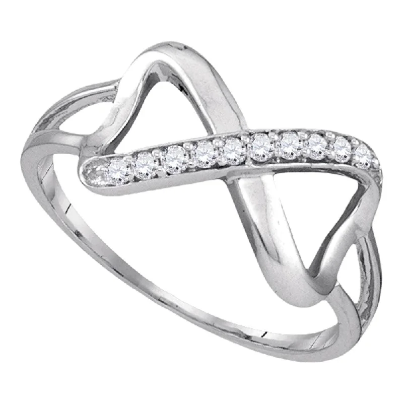 Flowing design ring-10kt White Gold Womens Round Diamond Infinity Ring 1/10 Cttw