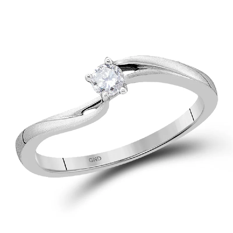 Radiant quartz ring-10kt White Gold Womens Round Diamond Solitaire Promise Ring 1/10 Cttw