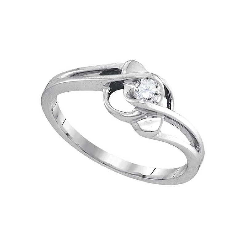 Six-stone ring-10kt White Gold Womens Round Diamond Solitaire Promise Ring 1/6 Cttw