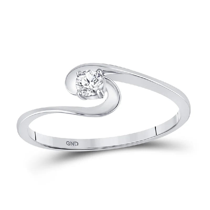 Extended diamond ring-10kt White Gold Womens Round Diamond Solitaire Swirl Promise Ring 1/10 Cttw