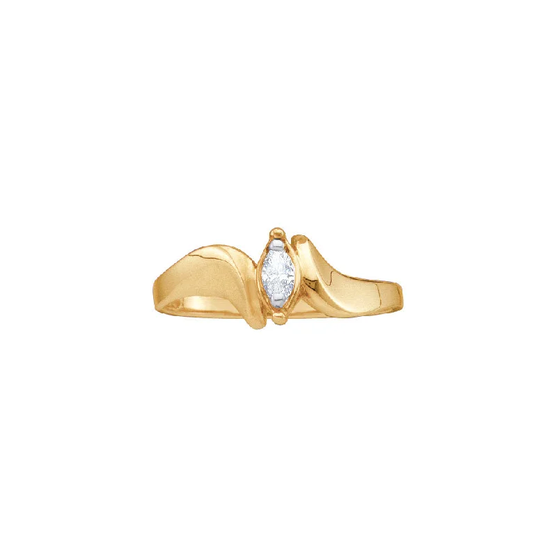 Furrowed pattern ring-10kt Yellow Gold Womens Marquise Diamond Solitaire Promise Ring 1/20 Cttw