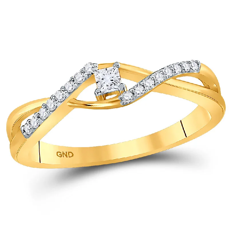 Octagon gem ring-10kt Yellow Gold Womens Princess Diamond Solitaire Promise Ring 1/6 Cttw