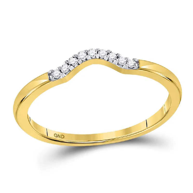 Vivid stone ring-10kt Yellow Gold Womens Round Diamond Contoured Solitaire Enhancer Wedding Band 1/20 Cttw