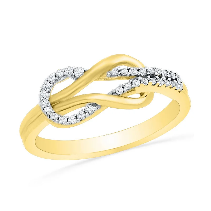 Inset gem ring-10kt Yellow Gold Womens Round Diamond Double Lasso Infinity Ring 1/6 Cttw