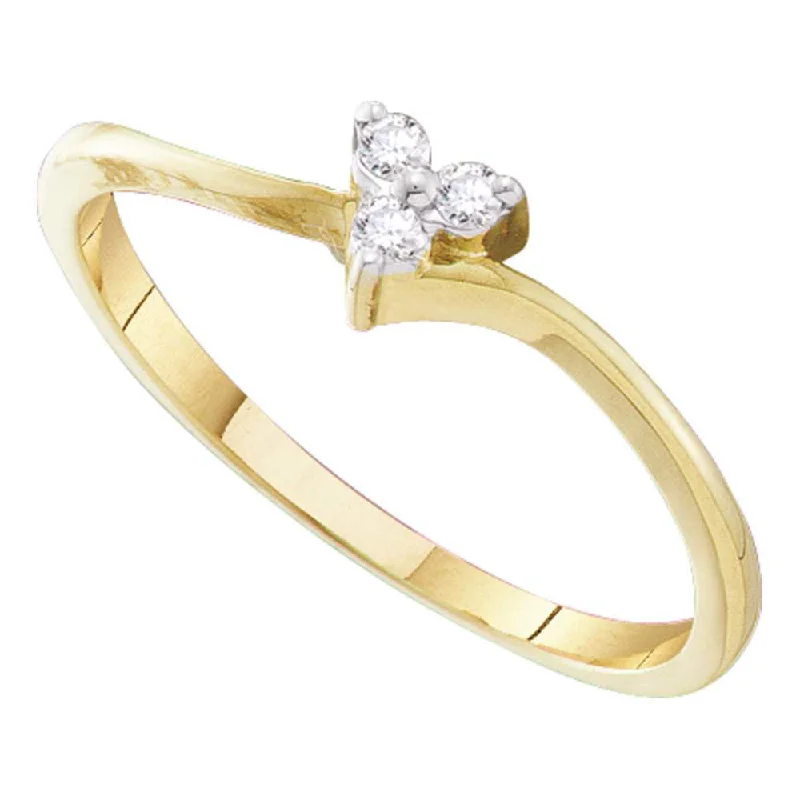 Winding design ring-10kt Yellow Gold Womens Round Diamond Heart Promise Ring 1/20 Cttw