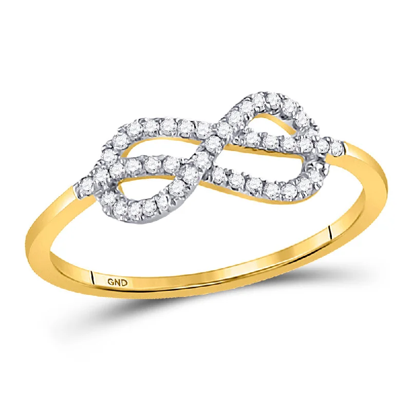 Slotted design ring-10kt Yellow Gold Womens Round Diamond Infinity Fashion Ring 1/6 Cttw