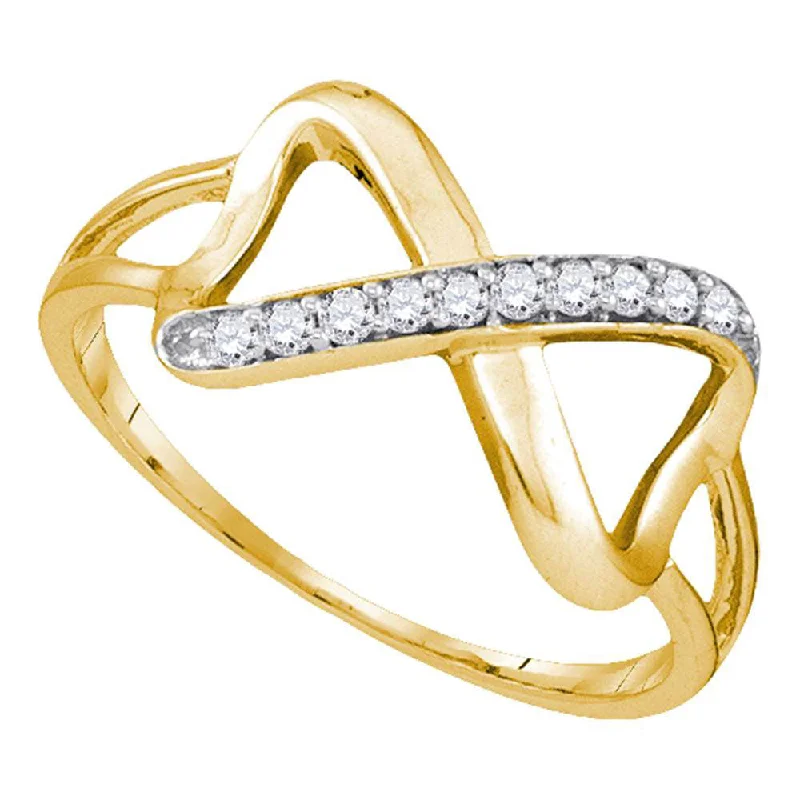 Incised design ring-10kt Yellow Gold Womens Round Diamond Infinity Ring 1/10 Cttw