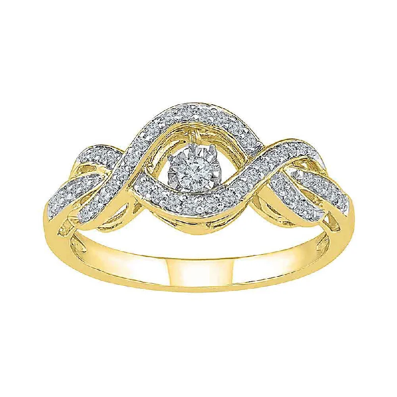 Extended diamond ring-10kt Yellow Gold Womens Round Diamond Moving Twinkle Solitaire Ring 1/4 Cttw