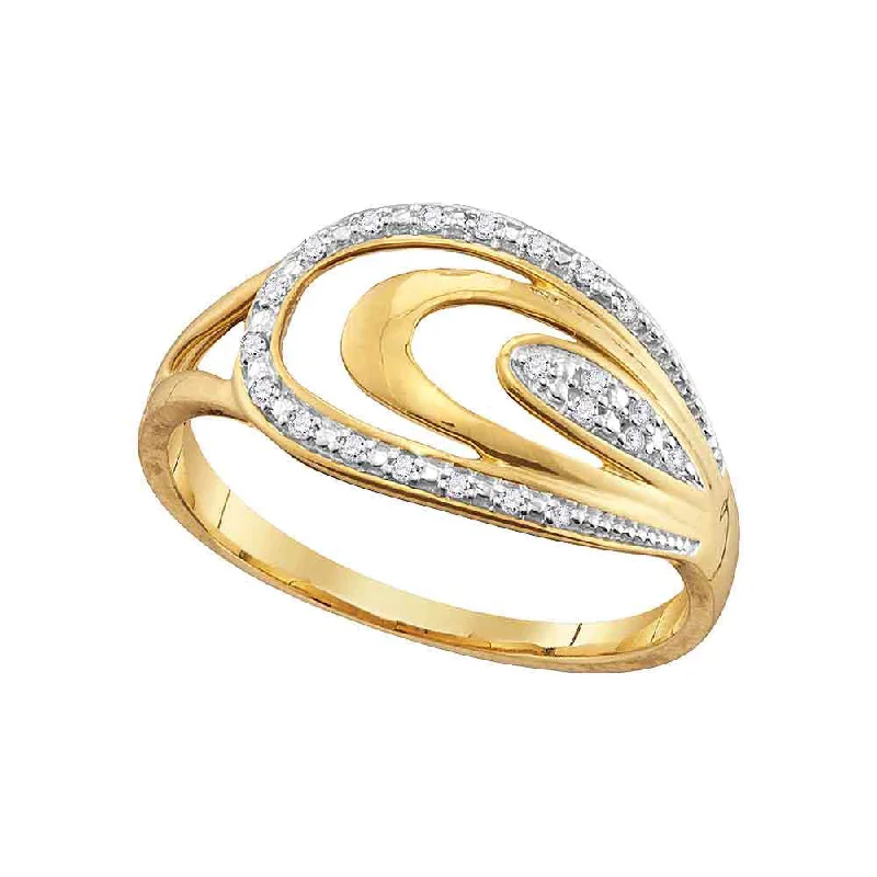 Coiled helix ring-10kt Yellow Gold Womens Round Diamond Oval Fashion Ring 1/20 Cttw