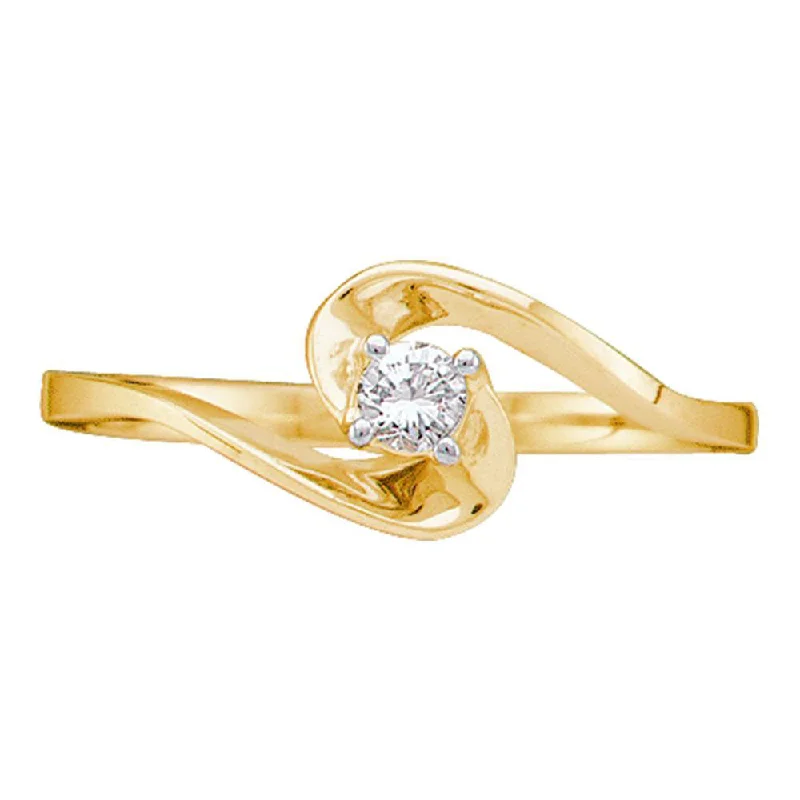 Fine braid ring-10kt Yellow Gold Womens Round Diamond Round Swirl Promise Ring 1/10 Cttw