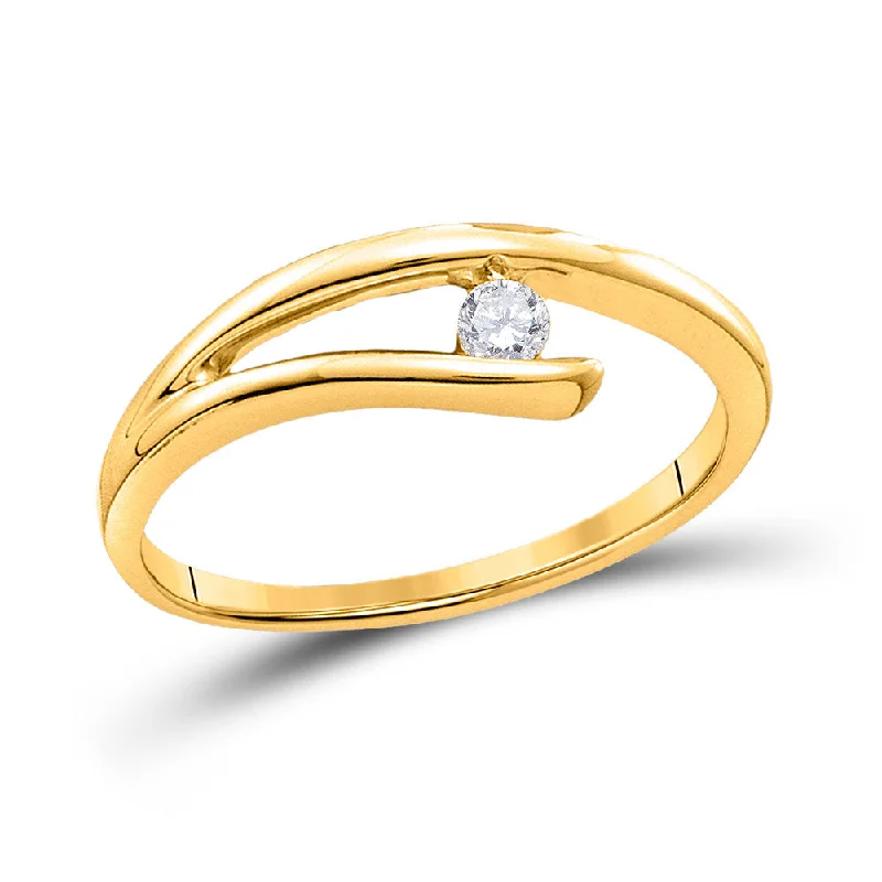 Subtle rim ring-10kt Yellow Gold Womens Round Diamond Solitaire Promise Ring 1/10 Cttw