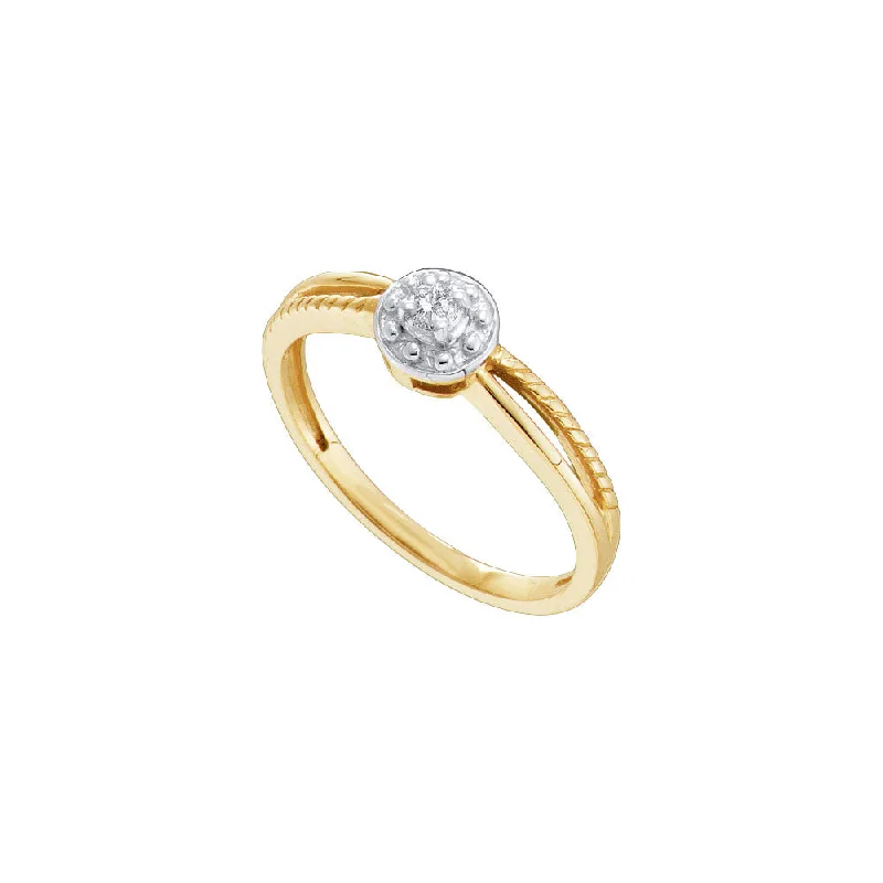 Spike motif ring-10kt Yellow Gold Womens Round Diamond Solitaire Promise Ring 1/20 Cttw