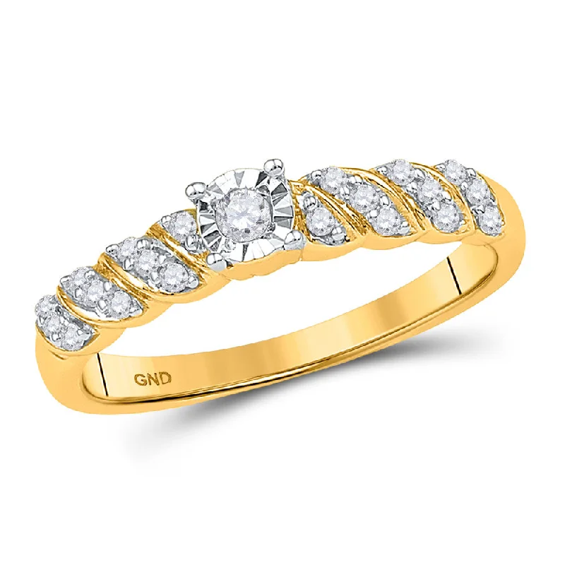 Gentle flow ring-10kt Yellow Gold Womens Round Diamond Solitaire Promise Ring 1/5 Cttw