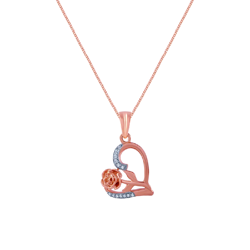 Bold quartzite necklace-14k (585) Rose Gold And Diamond Pendant For Women