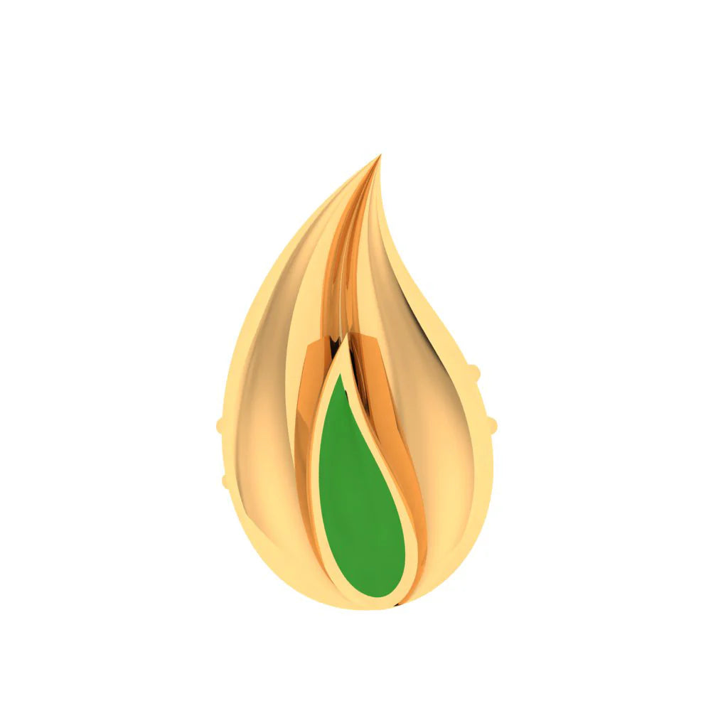 Shimmering drop necklace-14k Fire-shaped Gold Smart Watch Stud With Green Detailing