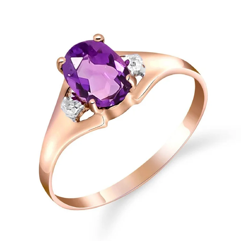 Sprout-bud ring-14k Solid Gold 0.76 ct Natural Diamond & Purple Amethyst Gemstone Ring