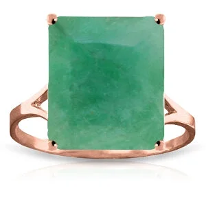 Furrowed pattern necklace-14K Solid Rose Gold Ring w/ Natural Octagon Emerald