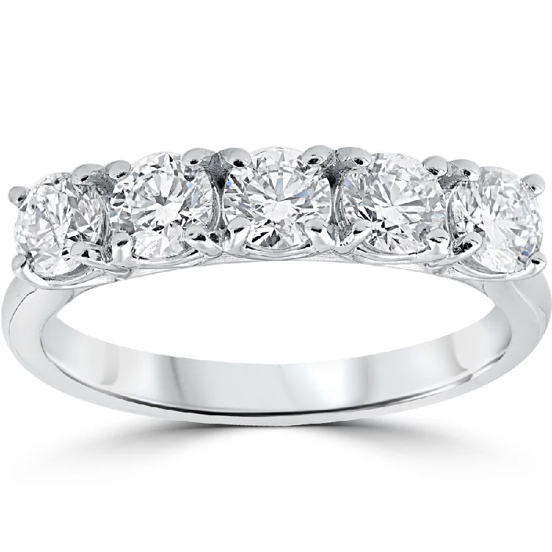 Sparkling spodumene ring-14k White Gold 1 1/4 ct TDW 5-stone Diamond Eco Friendly Lab Grown Wedding Ring