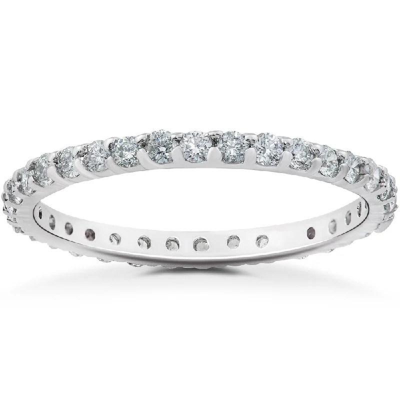 Flush-rim ring-14k White Gold 1/2ct TDW Eco Friendly Lab Grown Diamond Wedding & Stackable Ring