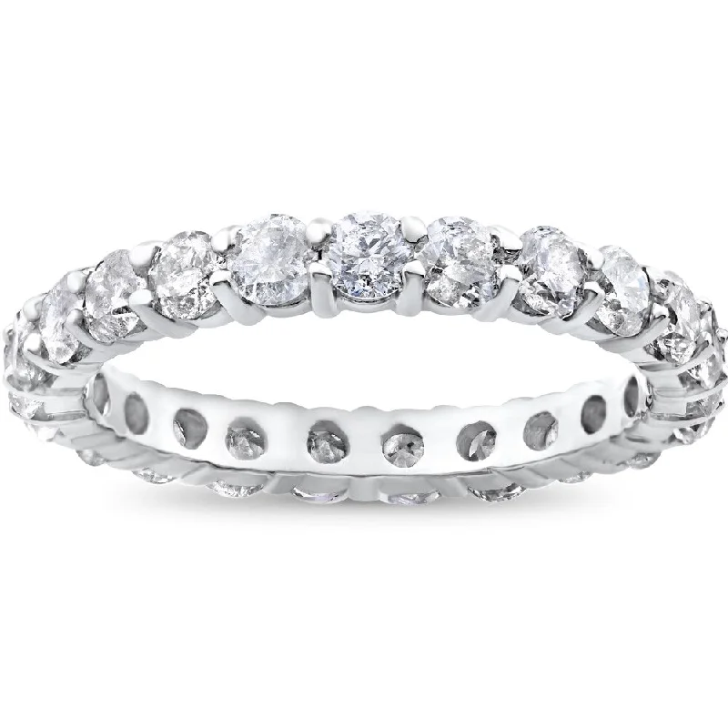 Sprout-bud ring-14k White Gold 2ct TDW Prong Diamond Eternity Stackable Wedding Ring