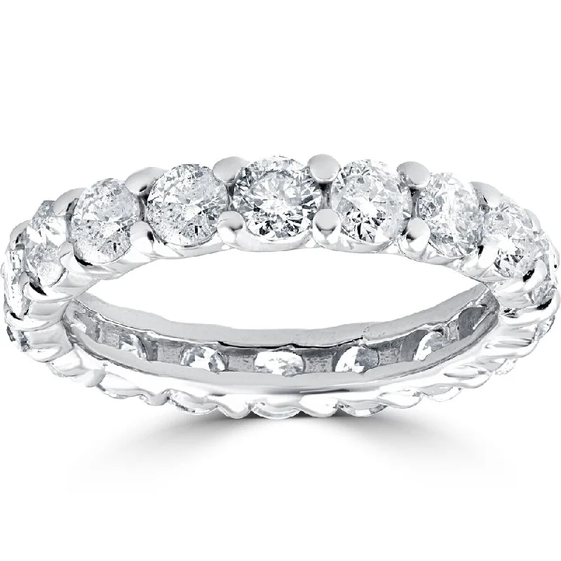 Radiant minimalist ring-14k White Gold 3 1/2 cttdw Diamond Eternity Wedding Ring U Prong (J-K,I2-I3)