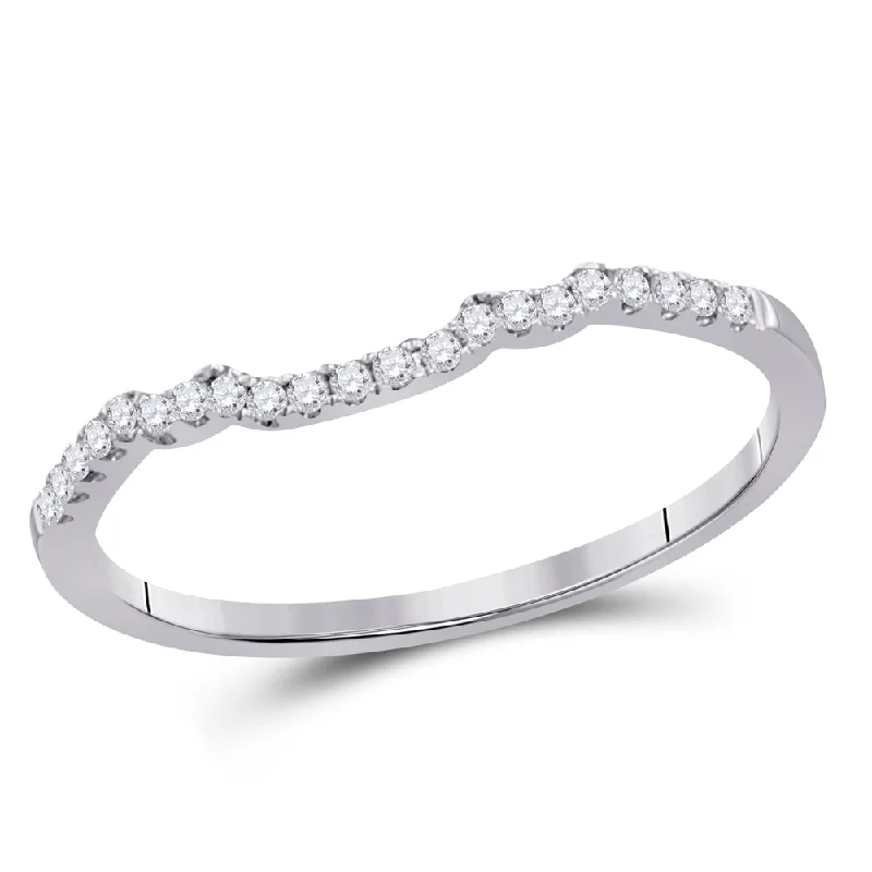 Leafy cluster ring-14kt White Gold Womens Round Diamond Band Ring Guard Enhancer 1/10 Cttw