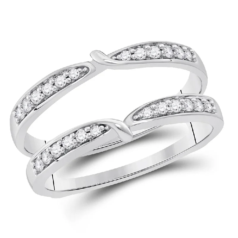 Bold topaz ring-14kt White Gold Womens Round Diamond Wrap Ring Guard Enhancer 1/4 Cttw