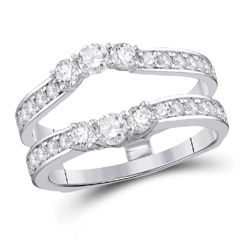 Bold sunstone ring-14kt White Gold Womens Round Diamond Wrap Ring Guard Enhancer 1 Cttw