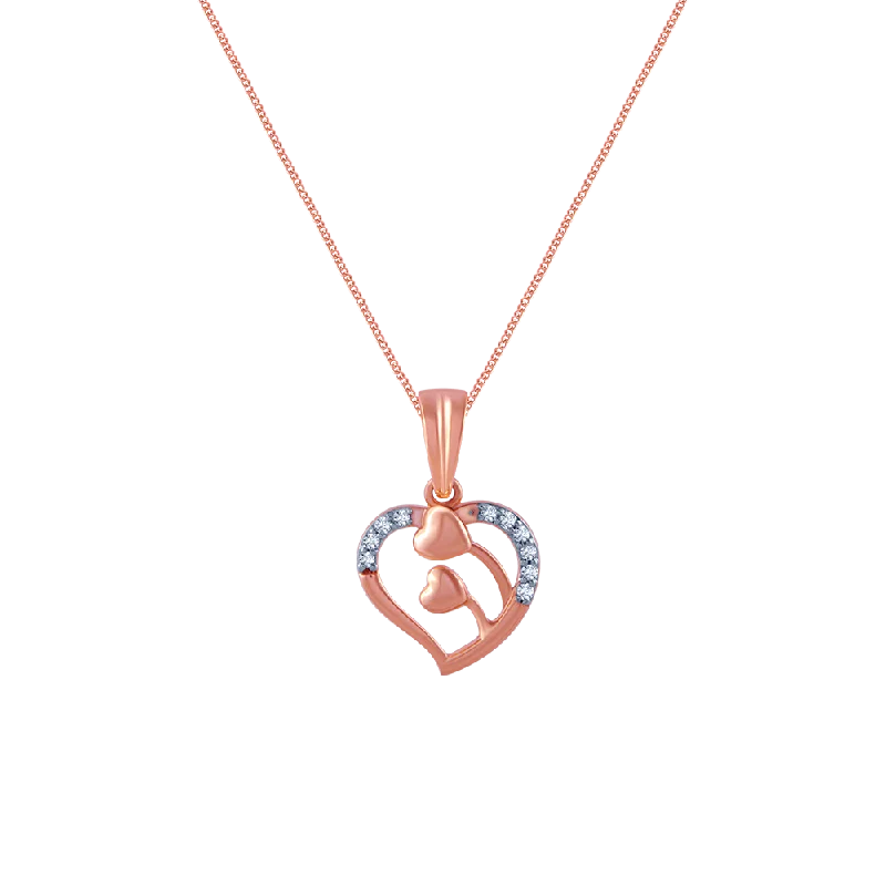 Protruding stone necklace-18k (750) Rose Gold And Diamond Pendant For Women