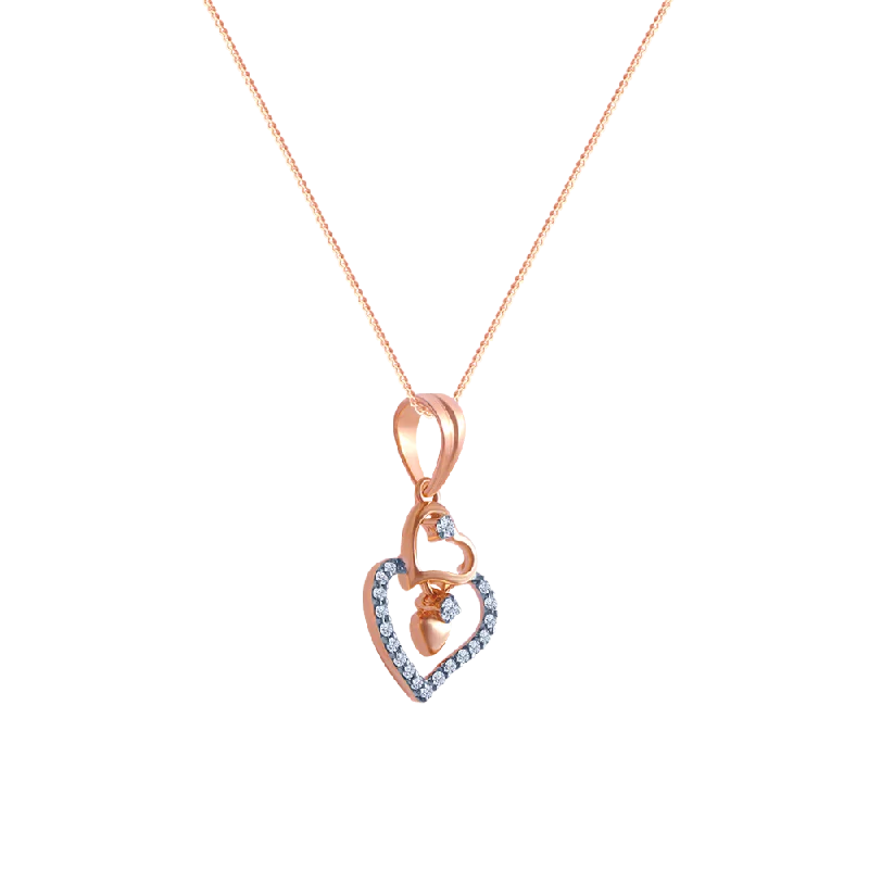 Frayed rim necklace-18k (750) Rose Gold And Diamond Pendant For Women