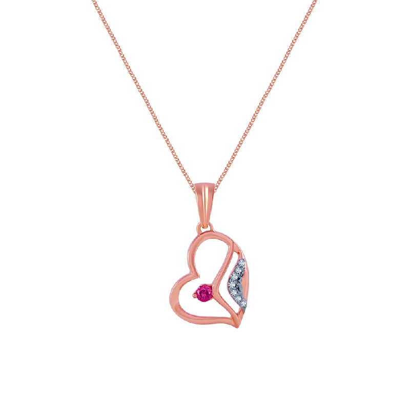 Furrowed edge necklace-18k (750) Rose Gold And Diamond Pendant For Women