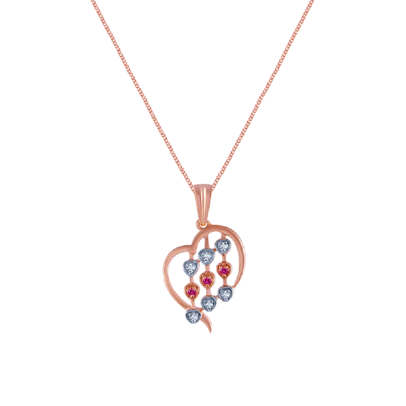 Winding design necklace-18k (750) Rose Gold And Diamond Pendant For Women