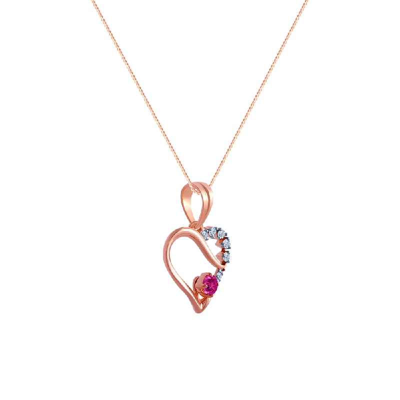 Matte quartzite necklace-18k (750) Rose Gold And Diamond Pendant For Women