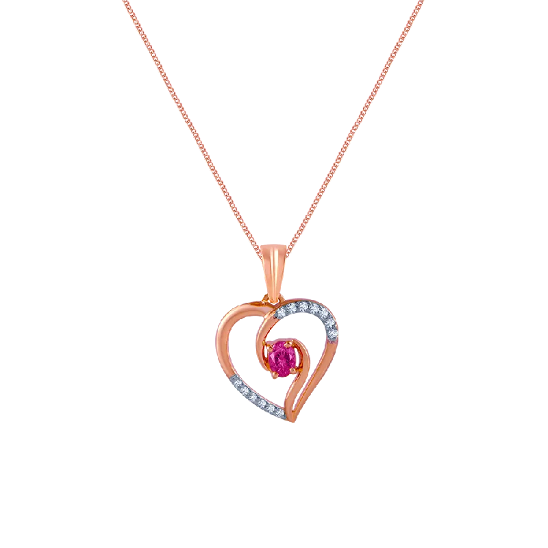 Cast silver necklace-18k (750) Rose Gold And Diamond Pendant For Women