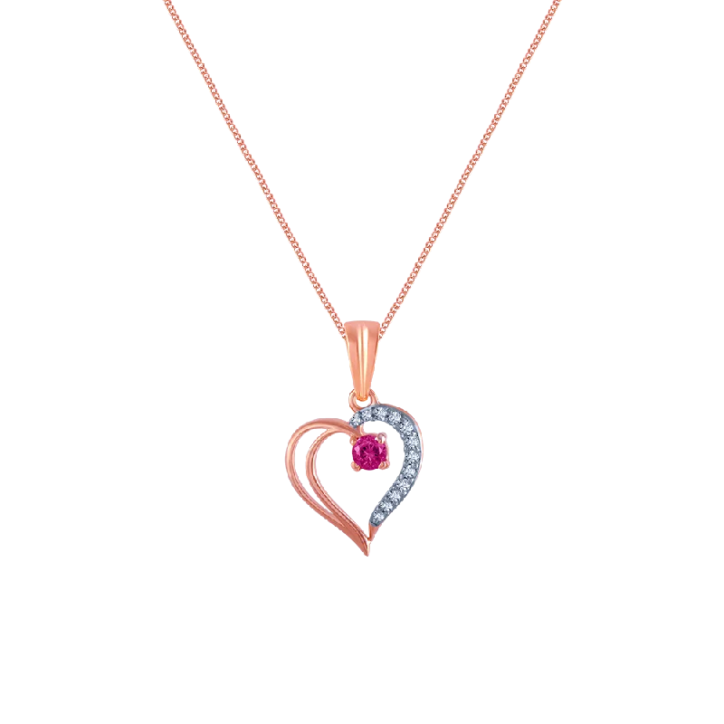 Bent gem necklace-18k (750) Rose Gold And Diamond Pendant For Women