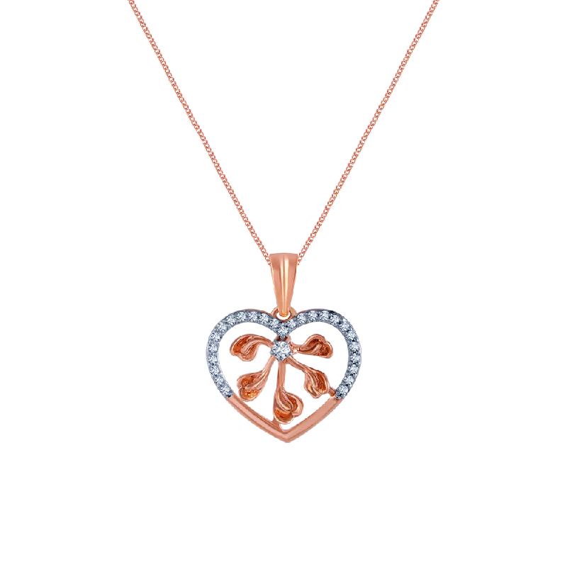 Furrowed pattern necklace-18k (750) Rose Gold And Diamond Pendant For Women