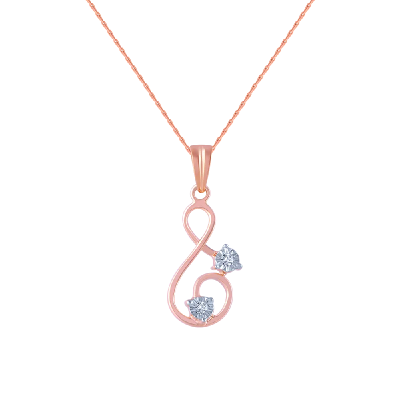 Smooth-cut necklace-18k (750) Rose Gold And Diamond Pendant For Women