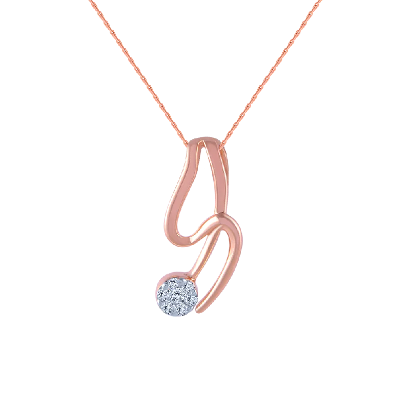 Cultural grooved necklace-18k (750) Rose Gold And Diamond Pendant For Women