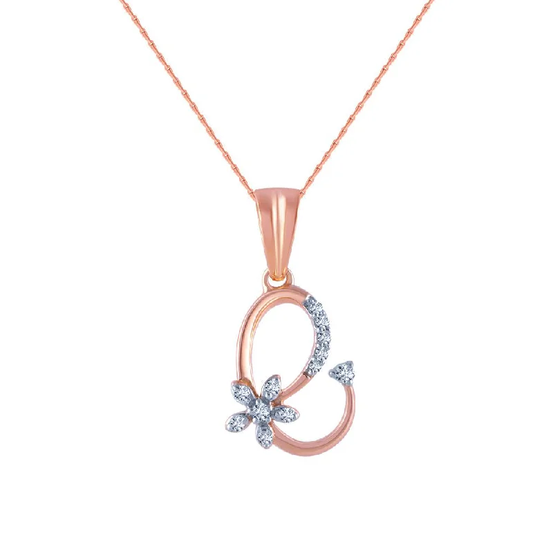 Woven thread necklace-18k (750) Rose Gold And Diamond Pendant For Women