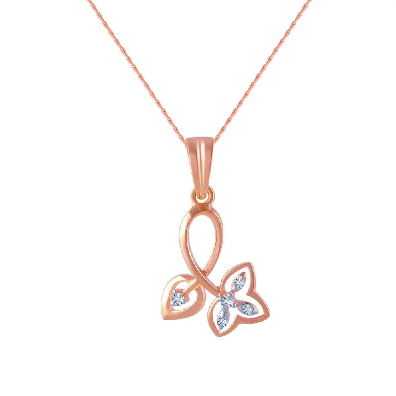 Wire-twirl necklace-18k (750) Rose Gold And Diamond Pendant For Women