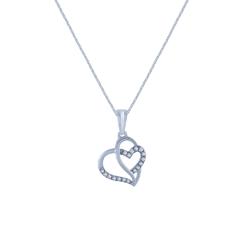 Paneled pattern necklace-18k (750) White Gold And Diamond Pendant For Women