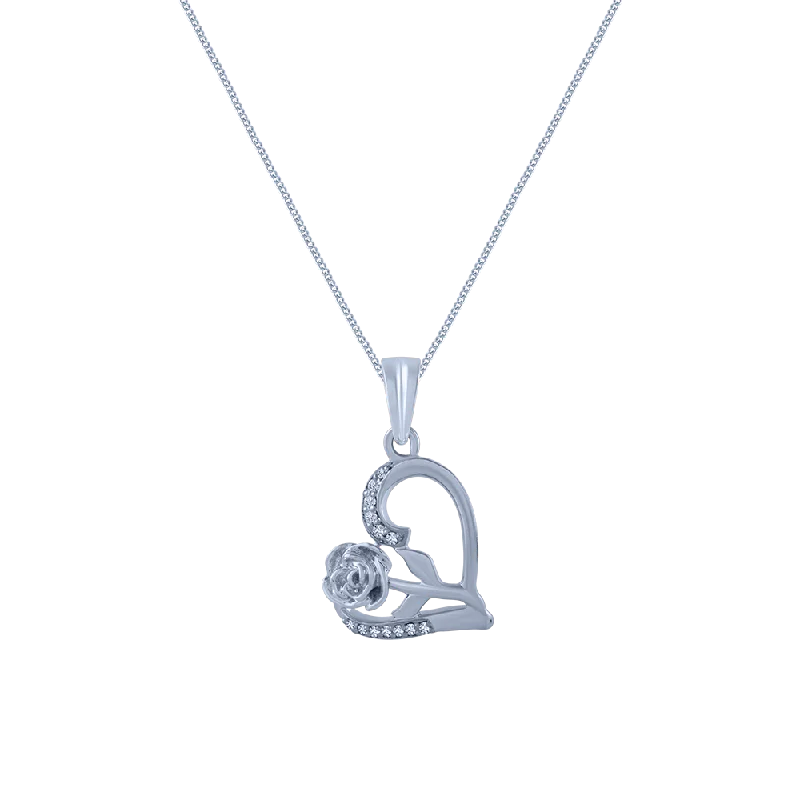 Ripple motif necklace-18k (750) White Gold And Diamond Pendant For Women