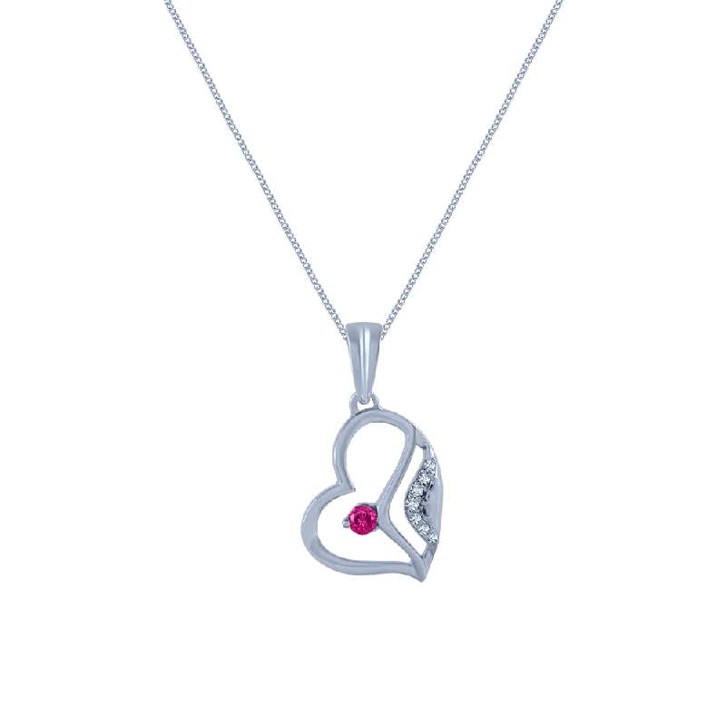 Shimmering gem necklace-18k (750) White Gold And Diamond Pendant For Women