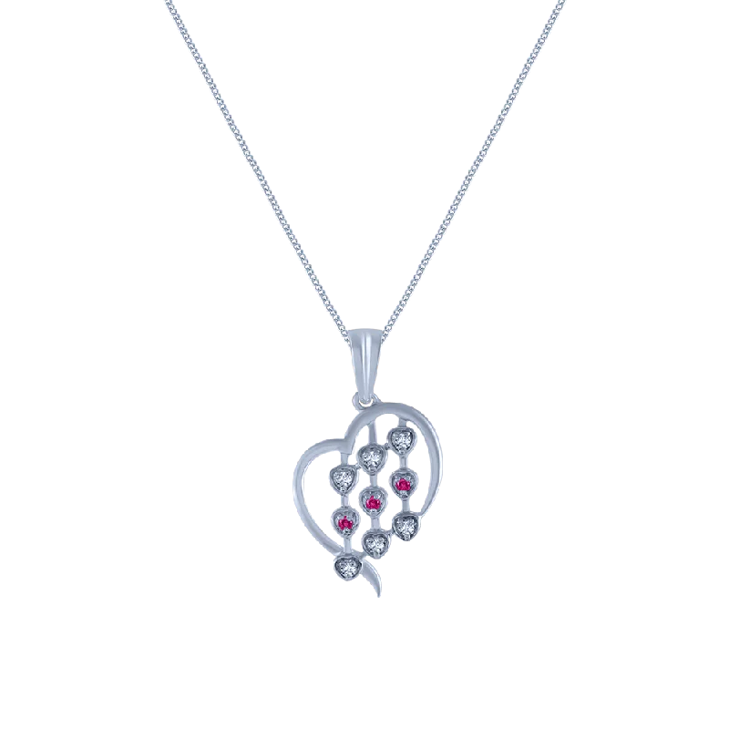 Scored chain necklace-18k (750) White Gold And Diamond Pendant For Women