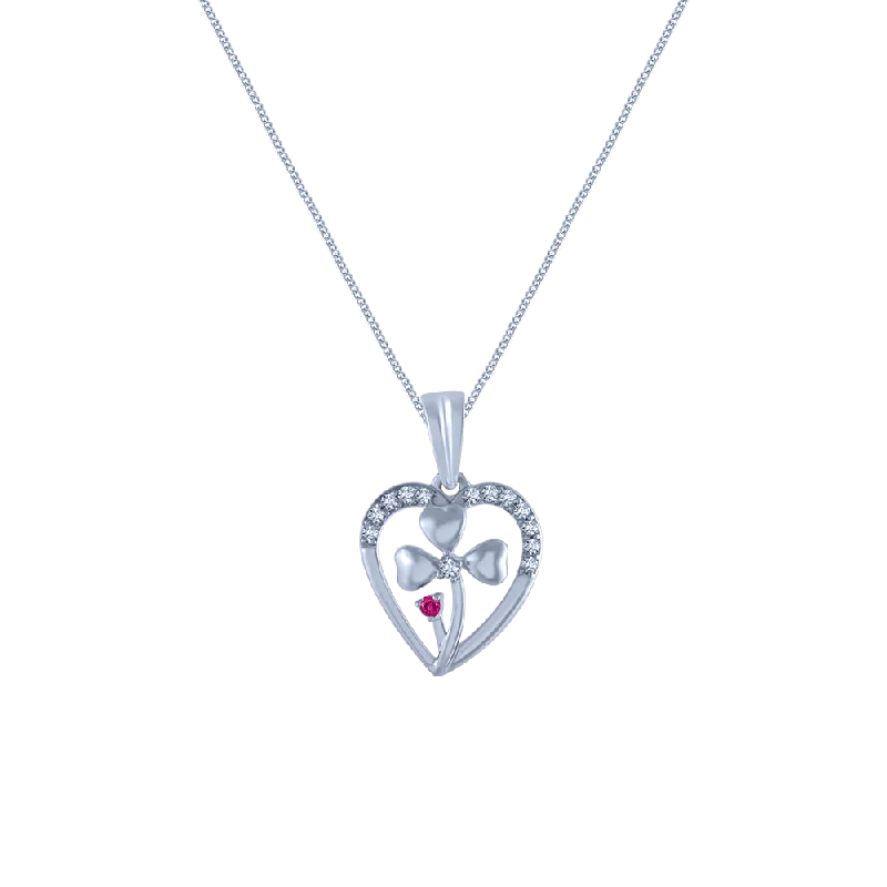 Shimmering gem necklace-18k (750) White Gold And Diamond Pendant For Women