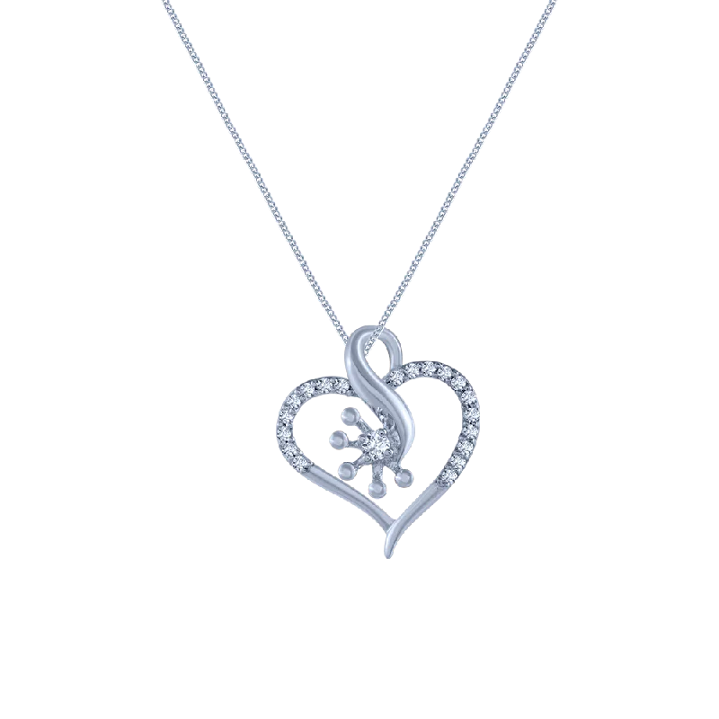 Winding design necklace-18k (750) White Gold And Diamond Pendant For Women