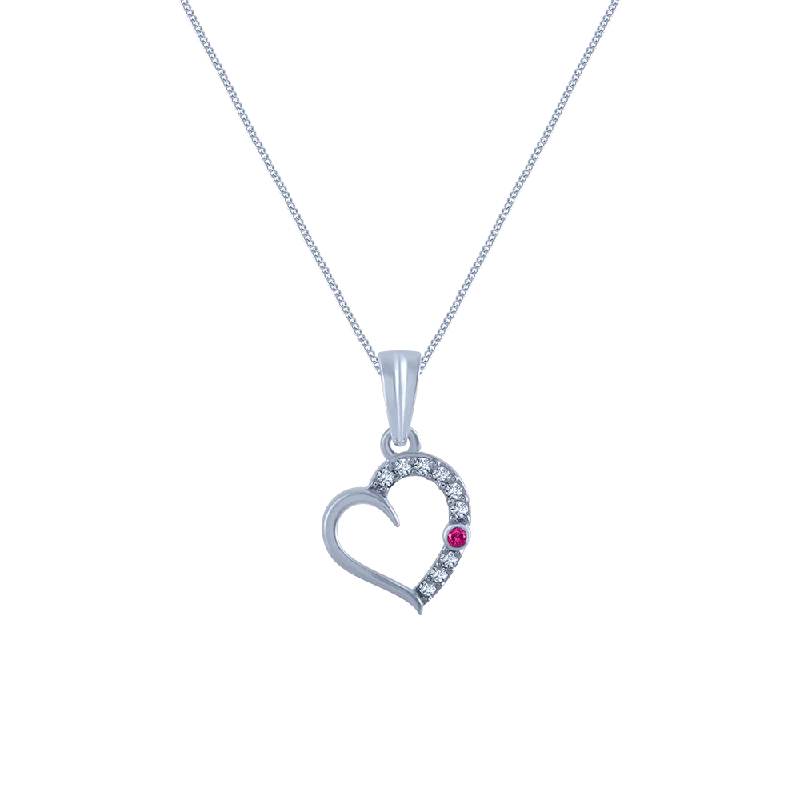 Curved gem necklace-18k (750) White Gold And Diamond Pendant For Women